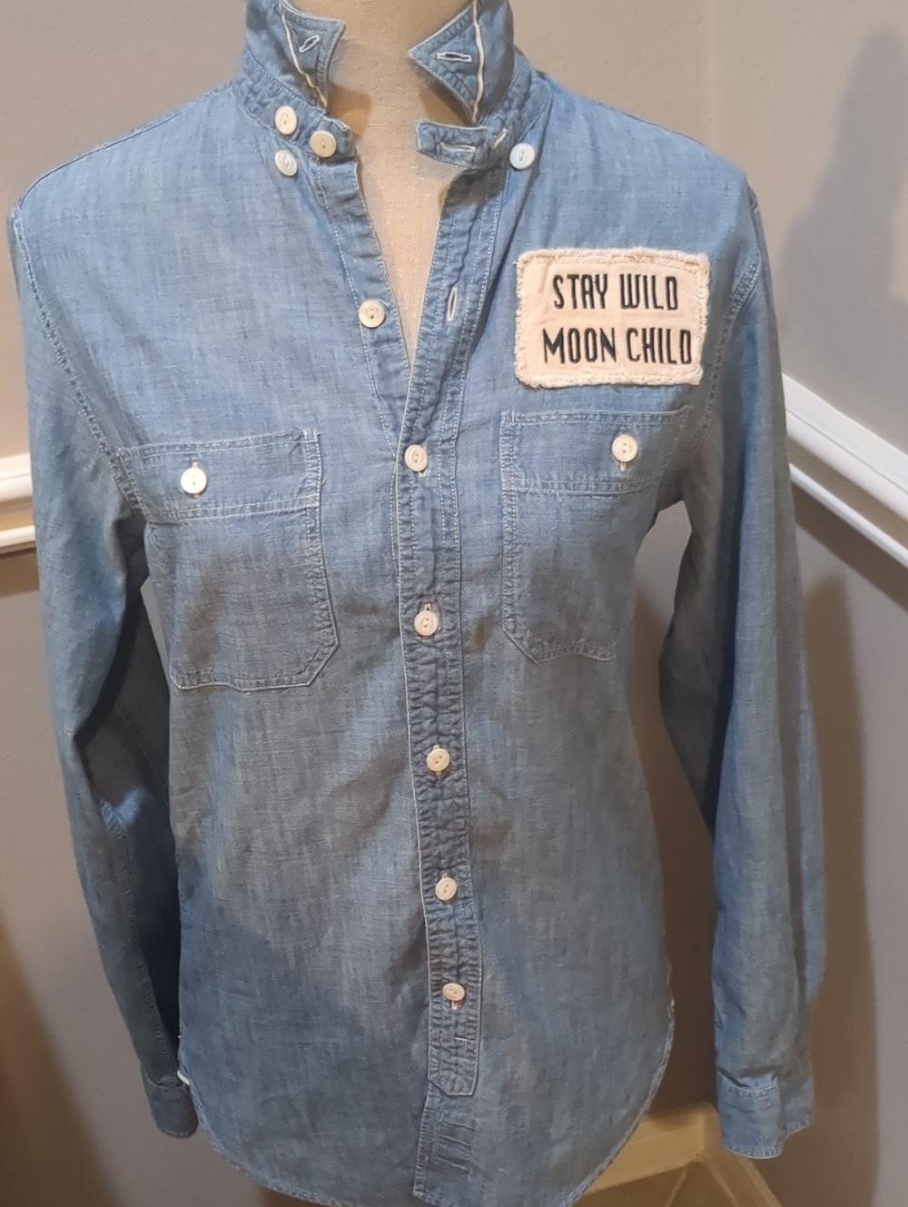 Jcrew Chambray Long-Sleeve Shirt - Stay Wild Moon Child